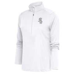 Chicago White Sox Antigua Women's Brushed Metallic Tribute Half-Zip Pullover Top White