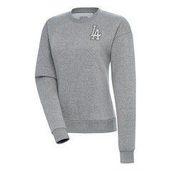 Los Angeles Dodgers Antigua Women's Brushed Metallic Victory Pullover Sweatshirt Heather Gray