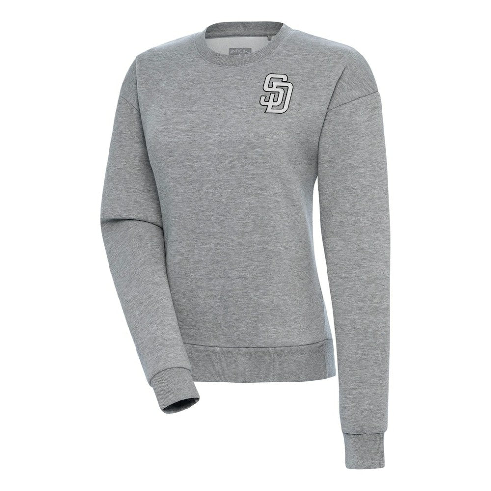 San Diego Padres Antigua Women's Brushed Metallic Victory Pullover Sweatshirt Heather Gray