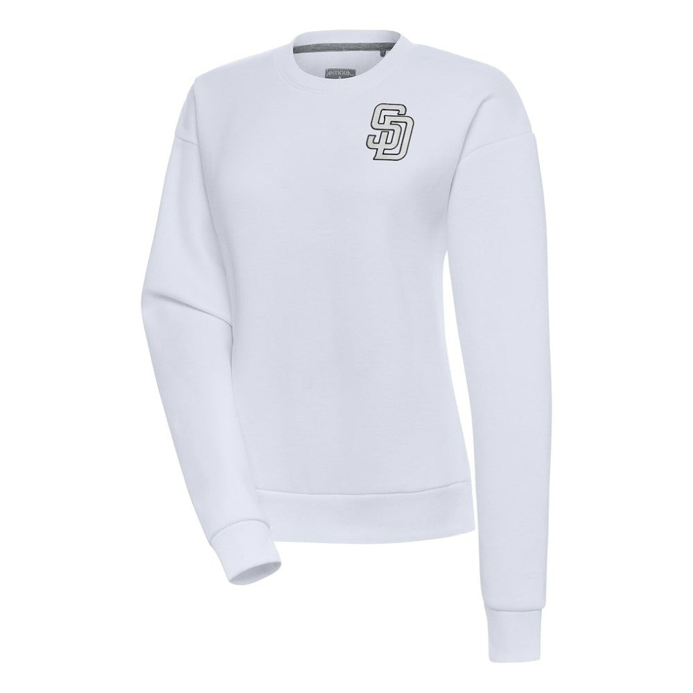 San Diego Padres Antigua Women's Brushed Metallic Victory Pullover Sweatshirt White