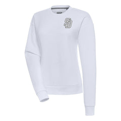 San Diego Padres Antigua Women's Brushed Metallic Victory Pullover Sweatshirt White