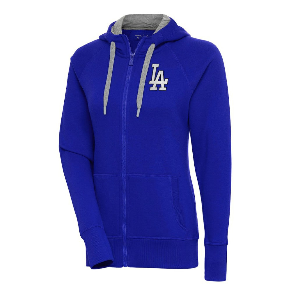 Los Angeles Dodgers Antigua Women's Brushed Metallic Victory Full-Zip Hoodie Royal