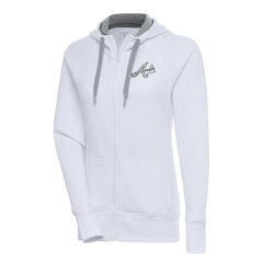 Atlanta Braves Antigua Women's Brushed Metallic Victory Full-Zip Hoodie White