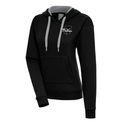 Philadelphia Phillies Antigua Women's Brushed Metallic Victory Pullover Hoodie Black