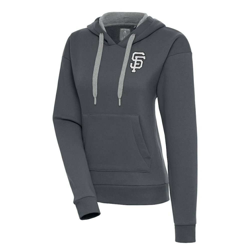San Francisco Giants Antigua Women's Brushed Metallic Victory Pullover Hoodie Charcoal