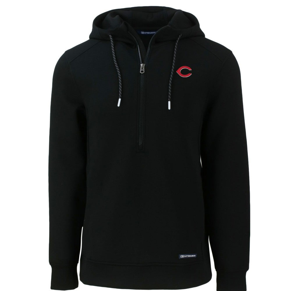 Cincinnati Reds Cutter & Buck Roam Eco Half-Zip Recycled Pullover Hoodie Black