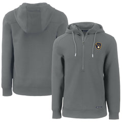 Milwaukee Brewers Cutter & Buck Roam Eco Half-Zip Recycled Pullover Hoodie Gray