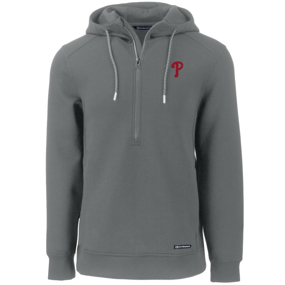 Philadelphia Phillies Cutter & Buck Roam Eco Half-Zip Recycled Pullover Hoodie Gray