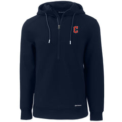 Cleveland Guardians Cutter & Buck Roam Eco Half-Zip Recycled Pullover Hoodie Navy