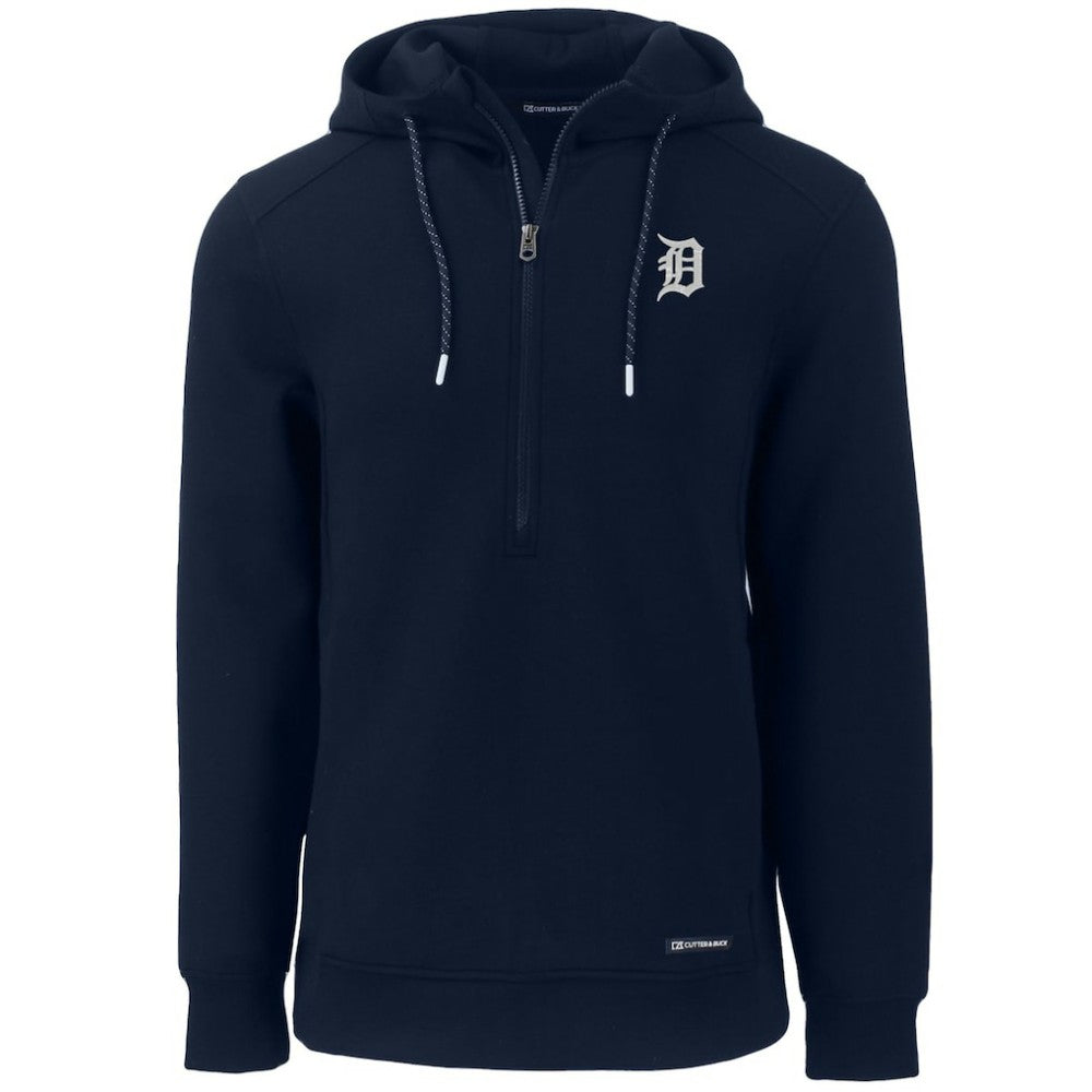 Detroit Tigers Cutter & Buck Roam Eco Half-Zip Recycled Pullover Hoodie Navy