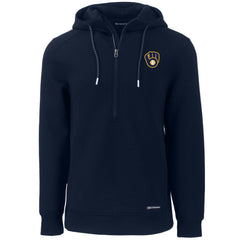 Milwaukee Brewers Cutter & Buck Roam Eco Half-Zip Recycled Pullover Hoodie Navy