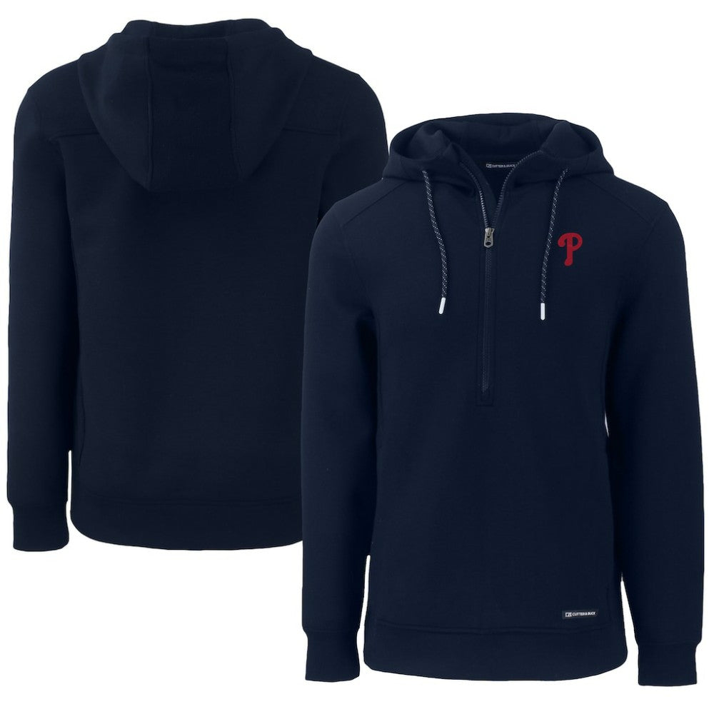 Philadelphia Phillies Cutter & Buck Roam Eco Half-Zip Recycled Pullover Hoodie Navy