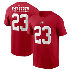 Christian McCaffrey San Francisco 49ers Player Name & Number T-Shirt - Scarlet on sale