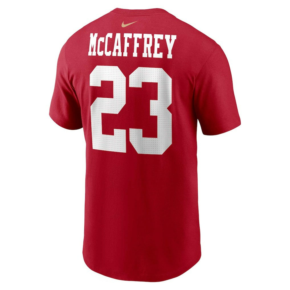 Christian McCaffrey San Francisco 49ers Player Name & Number T-Shirt - Scarlet on sale