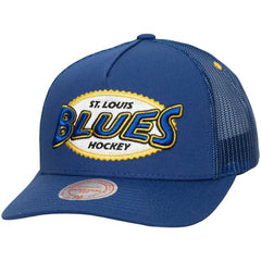 St. Louis Blues Mitchell & Ness Team Seal Trucker Snapback Hat - Blue Hats