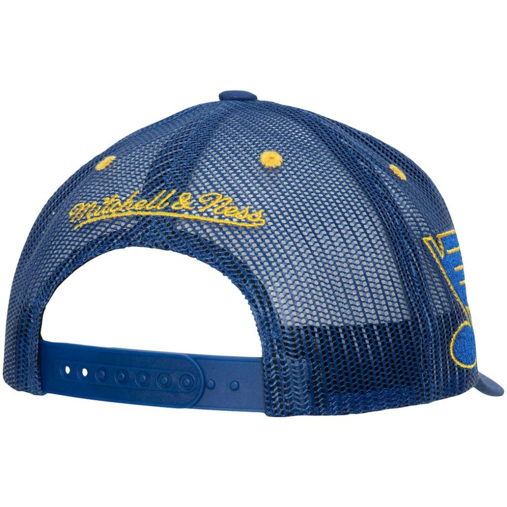 St. Louis Blues Mitchell & Ness Team Seal Trucker Snapback Hat - Blue Hats