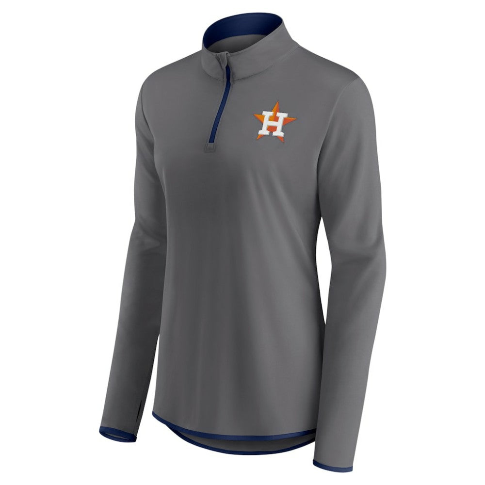 Houston Astros Profile Women's Plus Size Quarter-Zip Jacket Charcoal