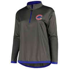 Chicago Cubs Profile Women's Plus Size Quarter-Zip Jacket Charcoal