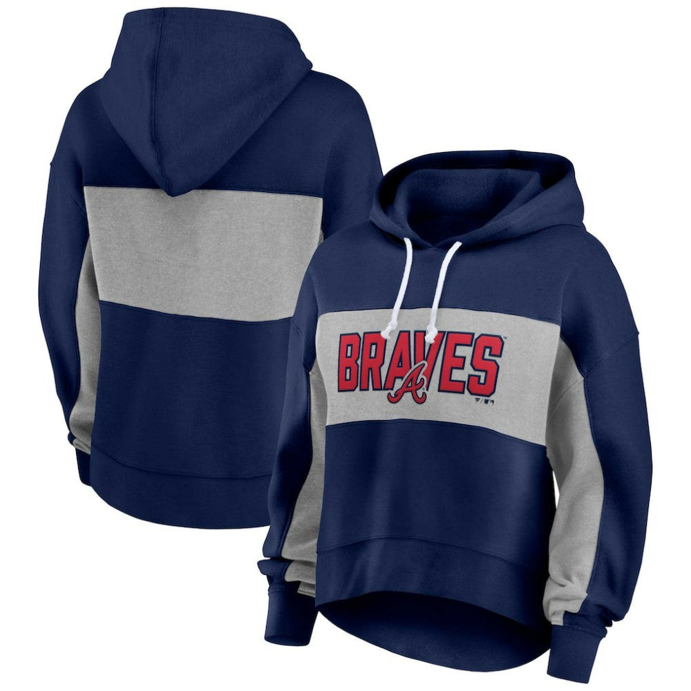 Atlanta Braves Profile Women's Plus Size Pullover Hoodie Navy