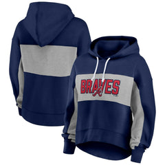 Atlanta Braves Profile Women's Plus Size Pullover Hoodie Navy