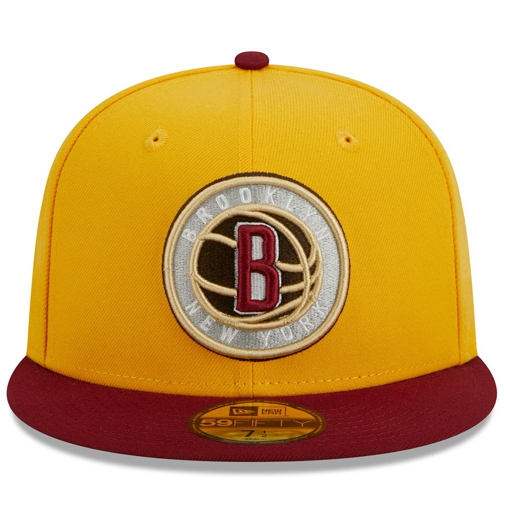 Brooklyn Nets Fall Leaves 2-Tone 59FIFTY Fitted Hat - Yellow/Red on sale