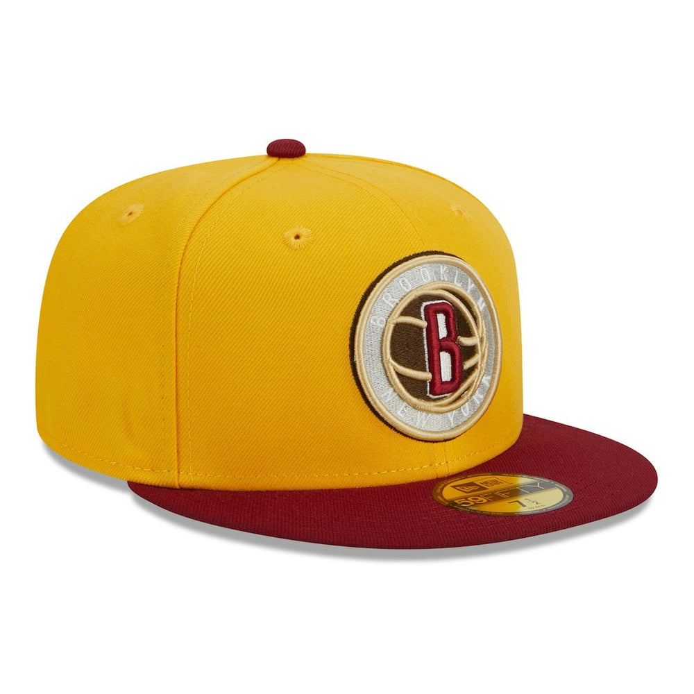 Brooklyn Nets Fall Leaves 2-Tone 59FIFTY Fitted Hat - Yellow/Red on sale