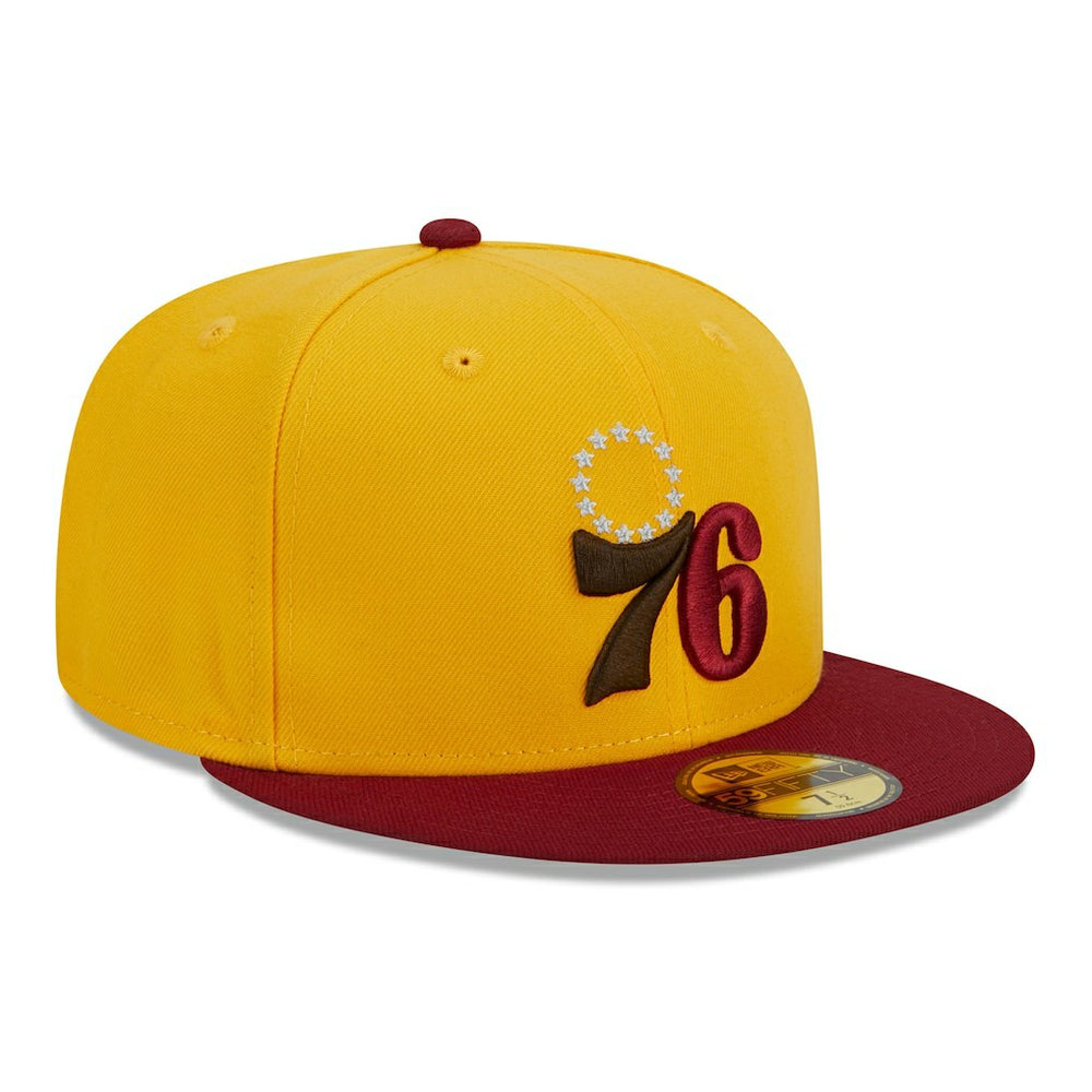 Philadelphia 76ers Fall Leaves 2-Tone 59FIFTY Fitted Hat - Yellow/Red outlet