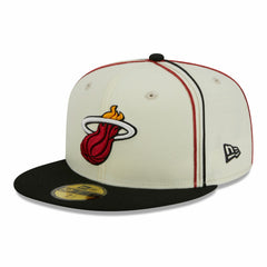 Miami Heat Piping 2-Tone 59FIFTY Fitted Hat - Cream/Black for sale