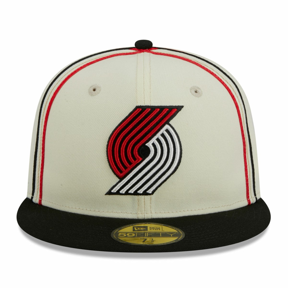 Portland Trail Blazers Piping 2-Tone 59FIFTY Fitted Hat - Cream/Black sale