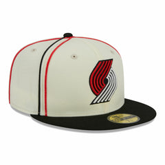 Portland Trail Blazers Piping 2-Tone 59FIFTY Fitted Hat - Cream/Black sale