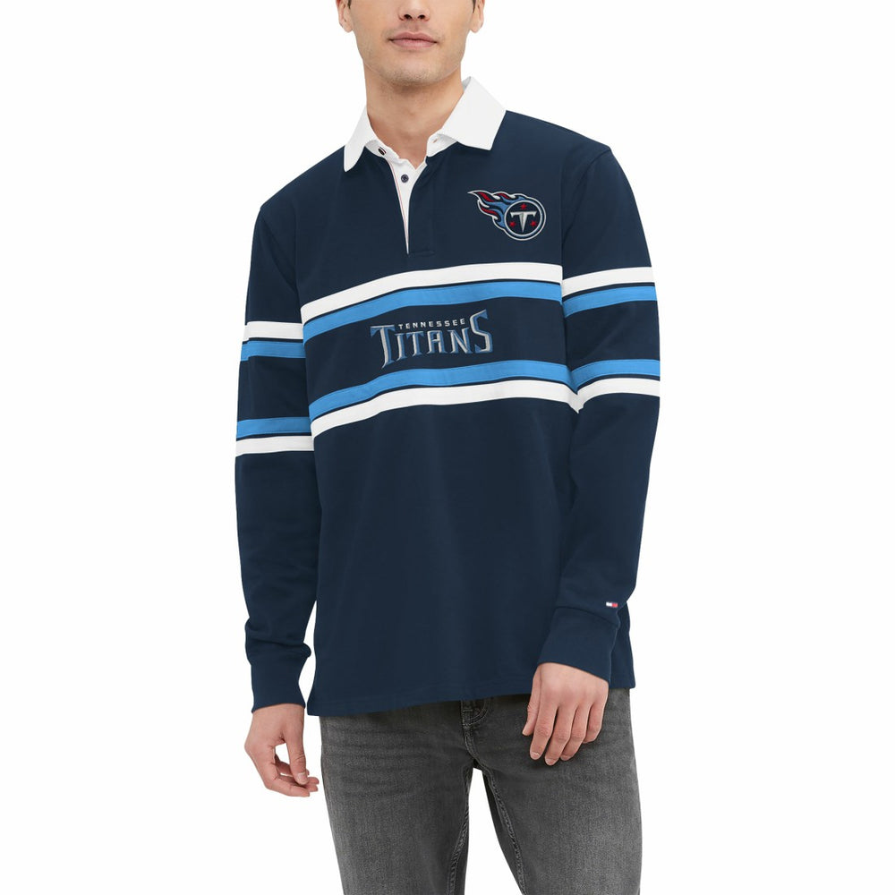 Tennessee Titans Tommy Hilfiger Cory Varsity Rugby Long Sleeve T-Shirt - Navy on sale