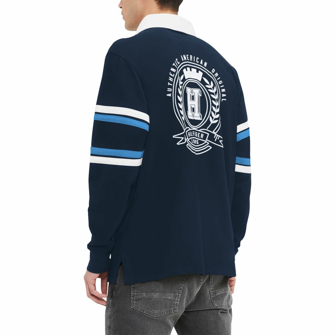 Tennessee Titans Tommy Hilfiger Cory Varsity Rugby Long Sleeve T-Shirt - Navy on sale