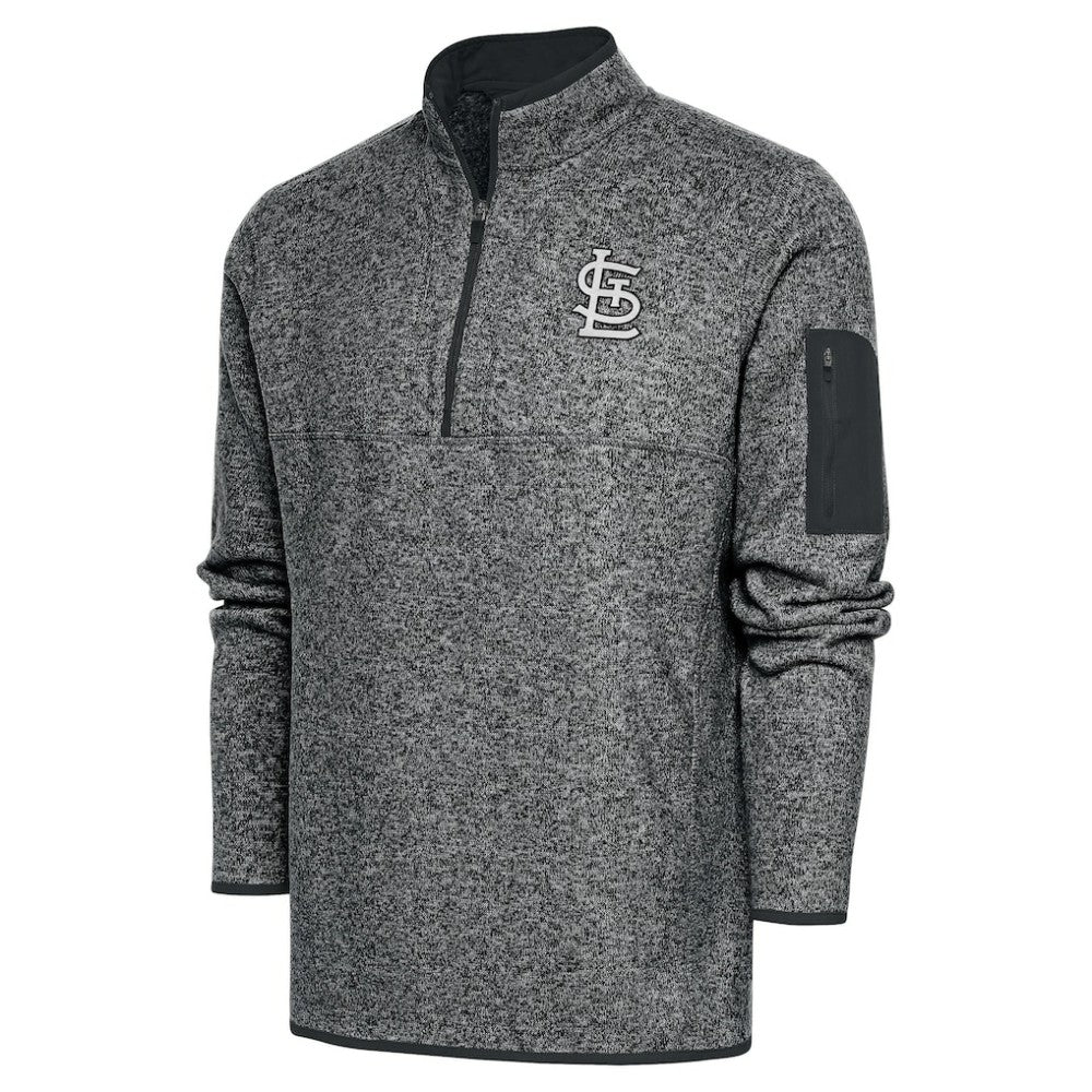 St. Louis Cardinals Antigua Metallic Big & Tall Quarter-Zip Jacket Graphite