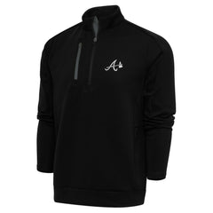 Atlanta Braves Antigua Metallic Generation Quarter-Zip Pullover Top Black