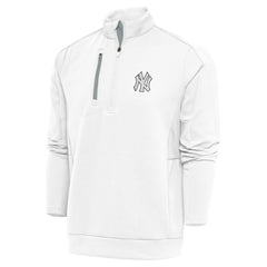New York Yankees Antigua Metallic Generation Quarter-Zip Pullover Top White