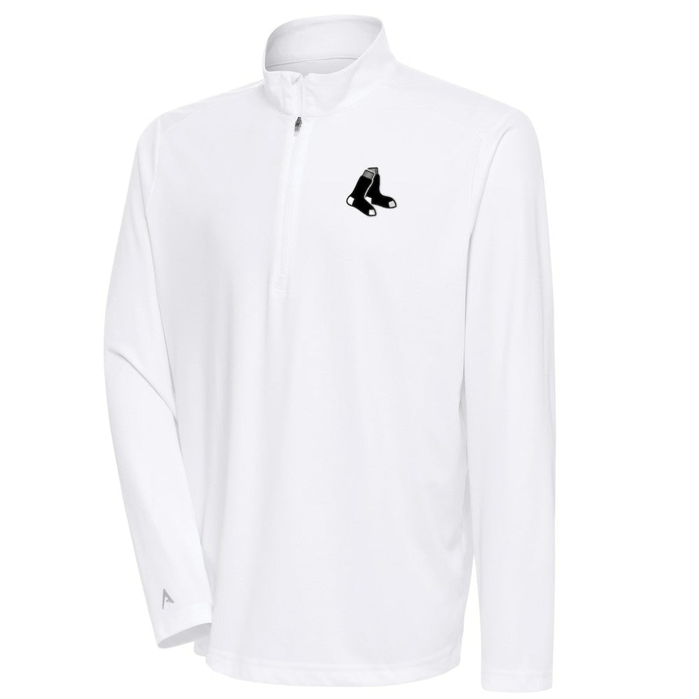 Boston Red Sox Antigua Metallic Tribute Quarter-Zip Top White