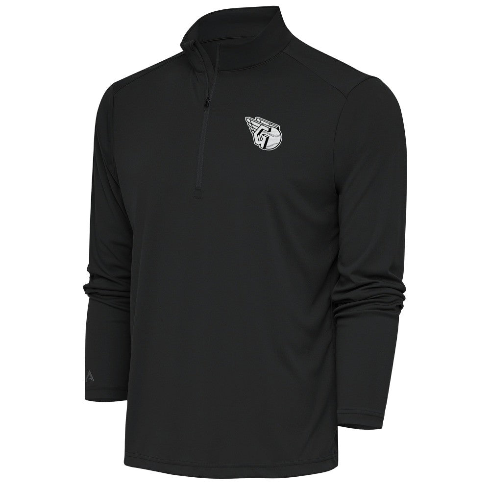 Cleveland Guardians Antigua Metallic Tribute Quarter-Zip Top Charcoal