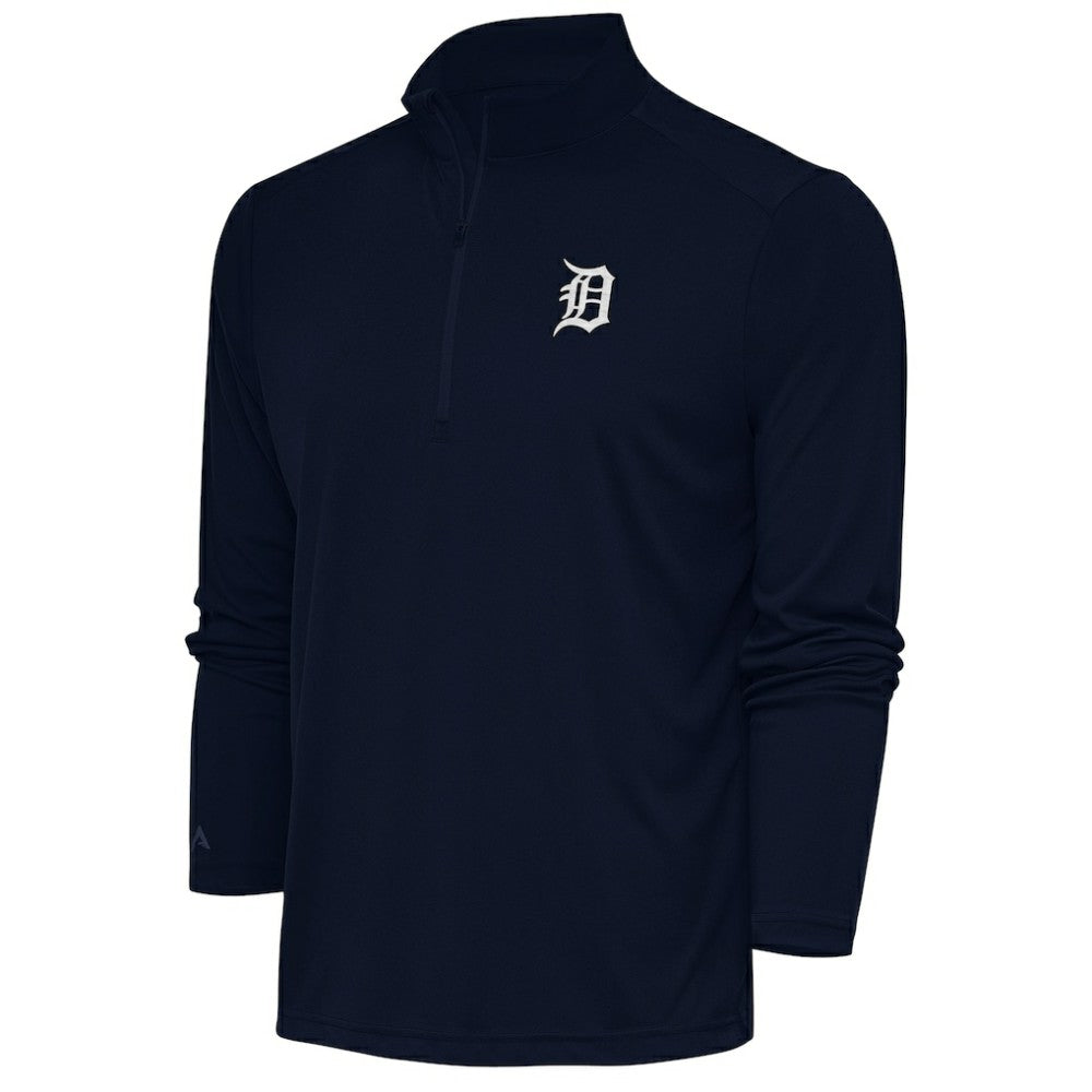 Detroit Tigers Antigua Metallic Tribute Quarter-Zip Top Navy