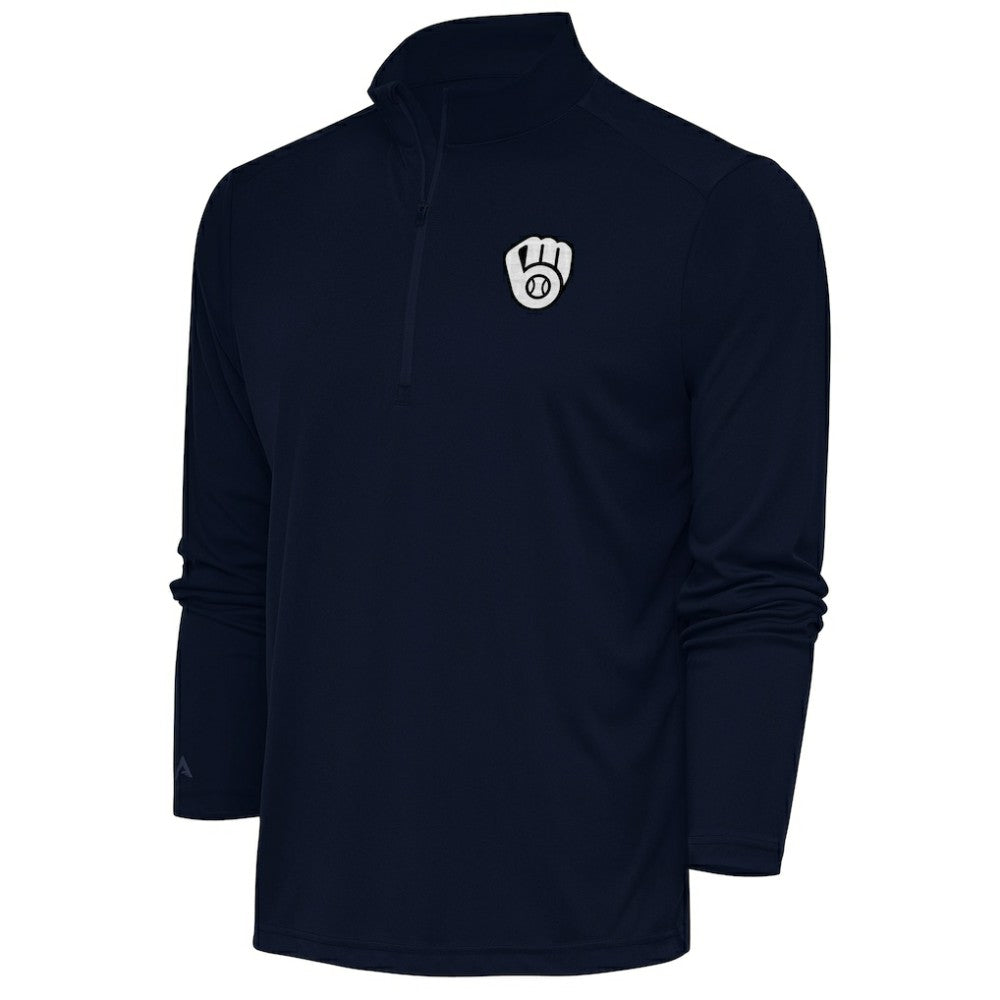Milwaukee Brewers Antigua Metallic Tribute Quarter-Zip Top Navy