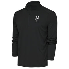 New York Mets Antigua Metallic Tribute Quarter-Zip Top Charcoal