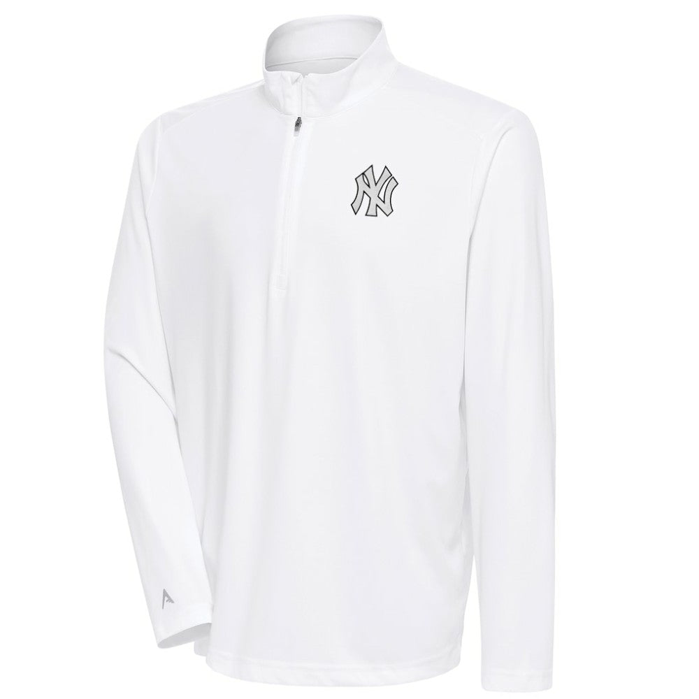 New York Yankees Antigua Metallic Tribute Quarter-Zip Top White