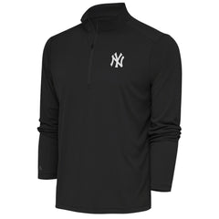 New York Yankees Antigua Metallic Tribute Quarter-Zip Top Charcoal