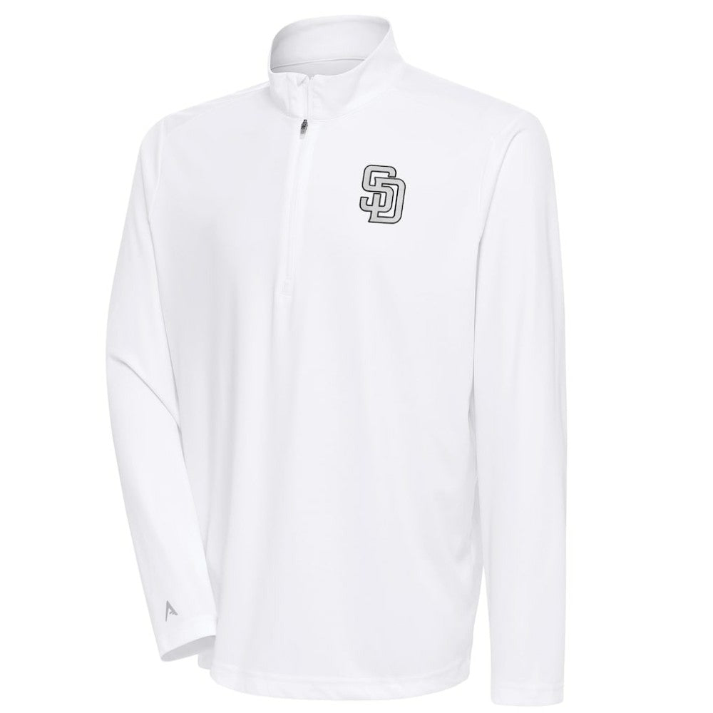 San Diego Padres Antigua Metallic Tribute Quarter-Zip Top White