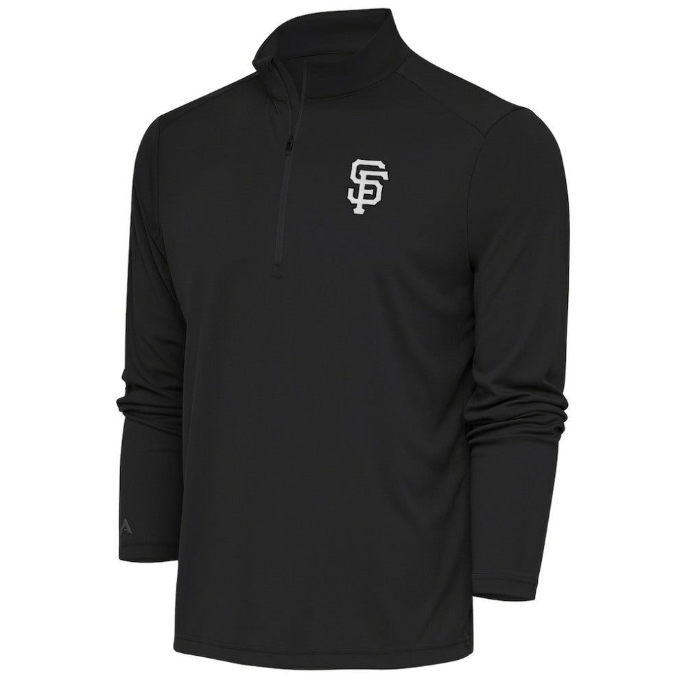 San Francisco Giants Antigua Metallic Tribute Quarter-Zip Top Charcoal