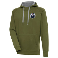 Edmonton Oilers Antigua Victory Pullover Hoodie - Olive Hoodies