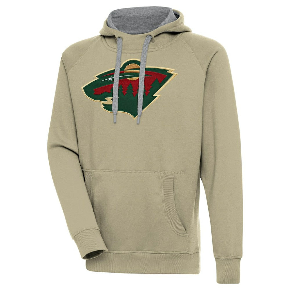Minnesota Wild Antigua Victory Pullover Hoodie - Khaki Hoodies
