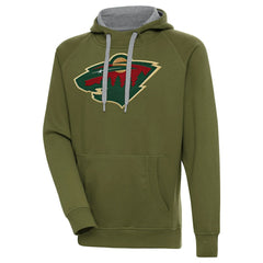 Minnesota Wild Antigua Victory Pullover Hoodie - Olive Hoodies