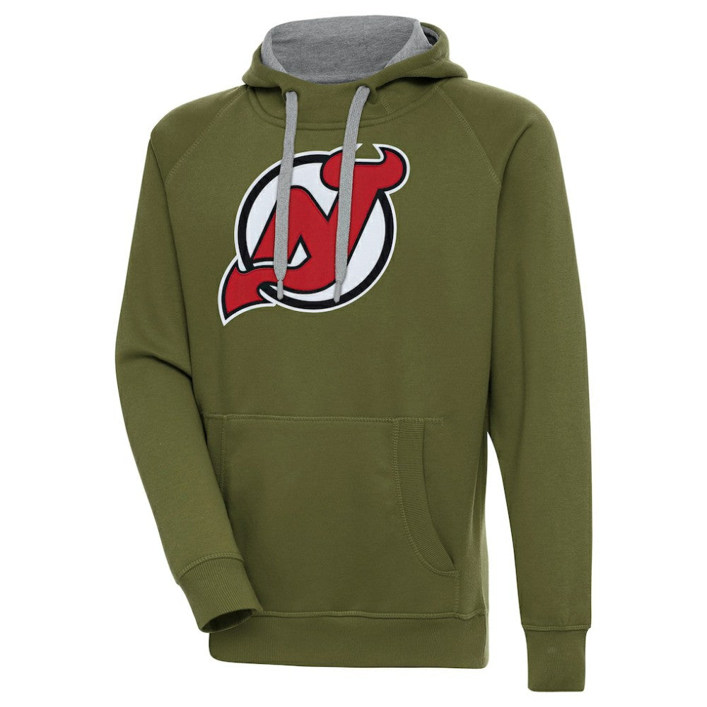 New Jersey Devils Antigua Victory Pullover Hoodie - Olive Jerseys