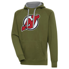 New Jersey Devils Antigua Victory Pullover Hoodie - Olive Jerseys
