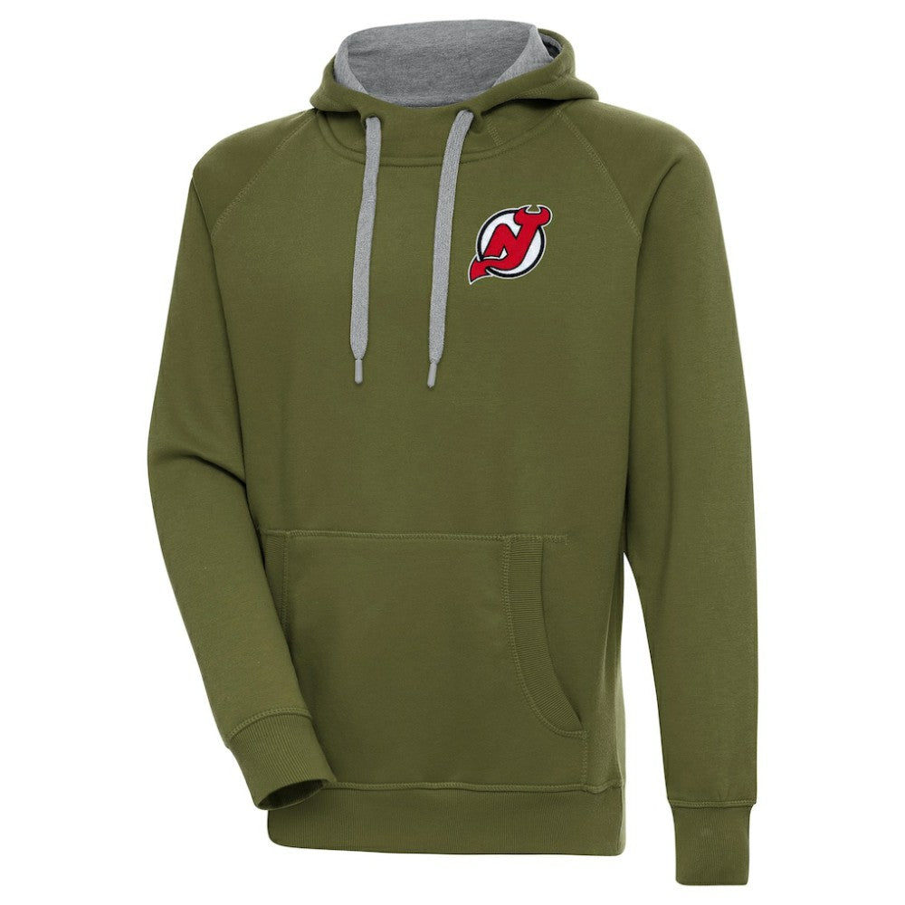 New Jersey Devils Antigua Victory Pullover Hoodie - Olive Jerseys